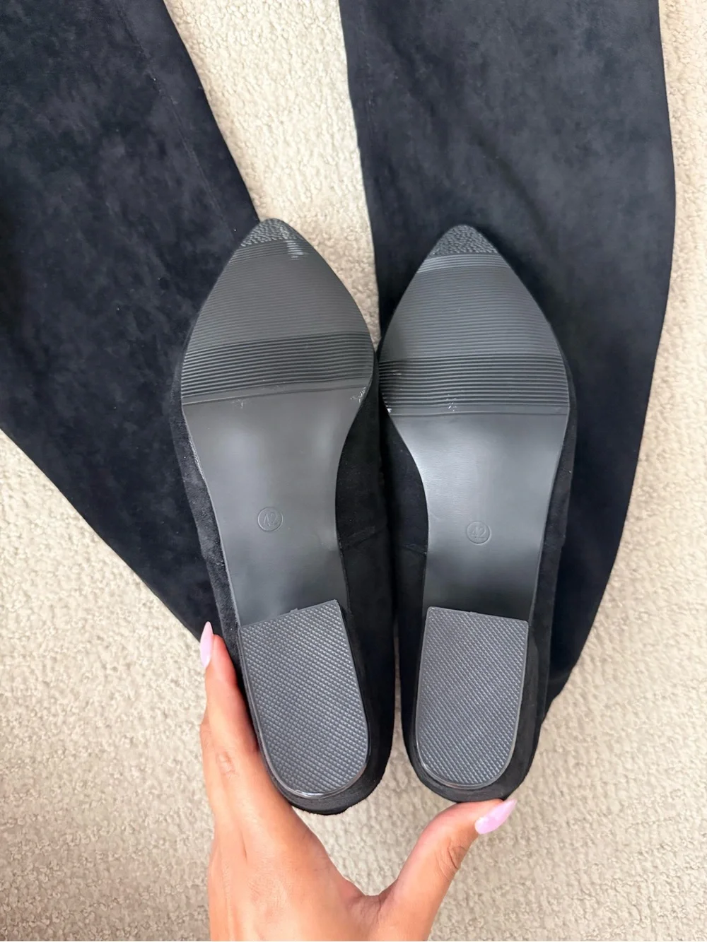 Black Over-the-Knee Block Heel Boots